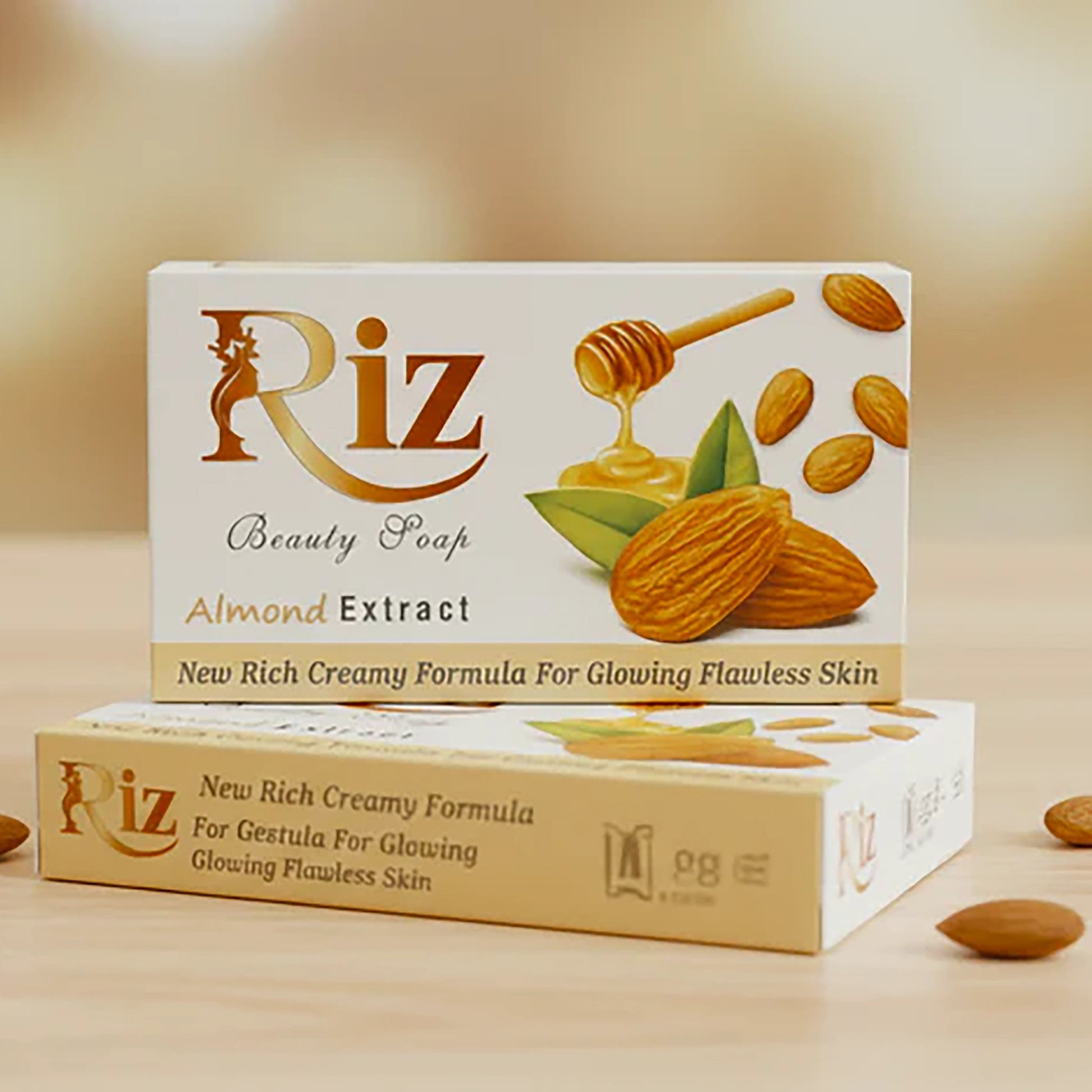 Riz almond extract beauty soap bar with creamy formula for soft clear skin