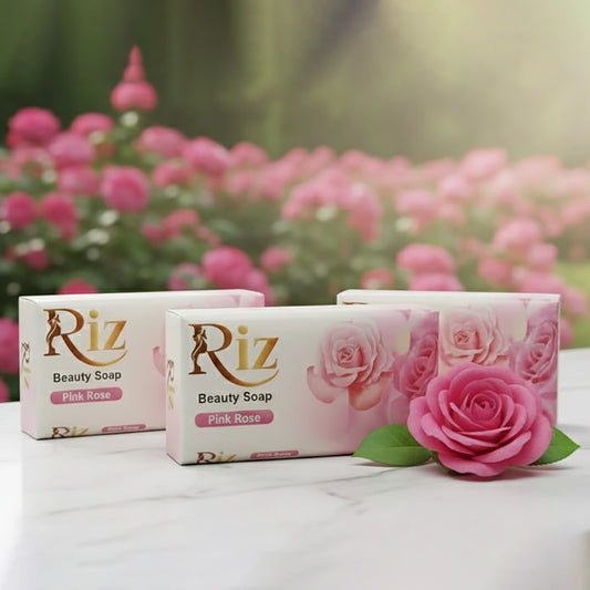 Riz pink rose beauty soap bars for smooth fresh radiant skin.