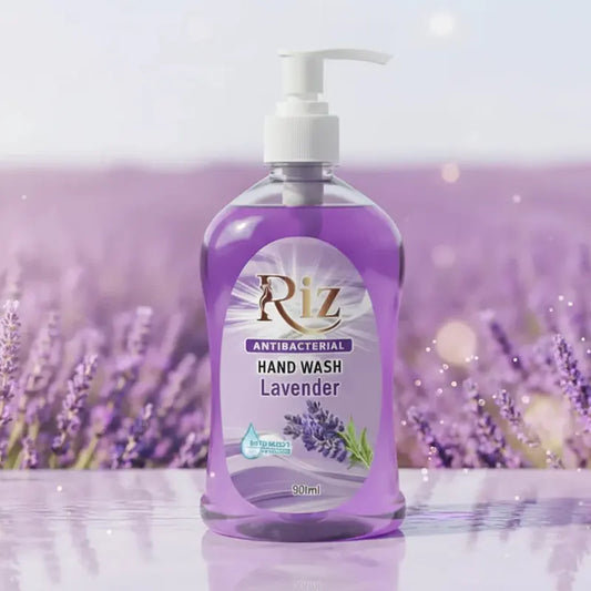 Gentle Riz antibacterial lavender hand wash for clean skin with a calming floral scent.